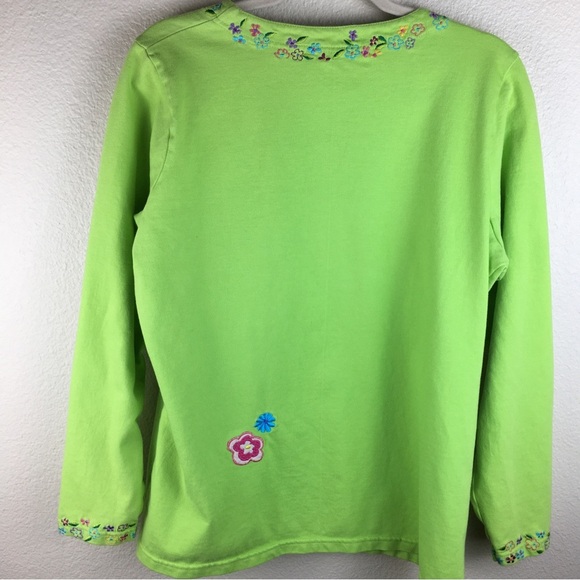 Michael Simon Lite Women's Bright Green Floral Button Front Cardigan Top Size M - Picture 6 of 15